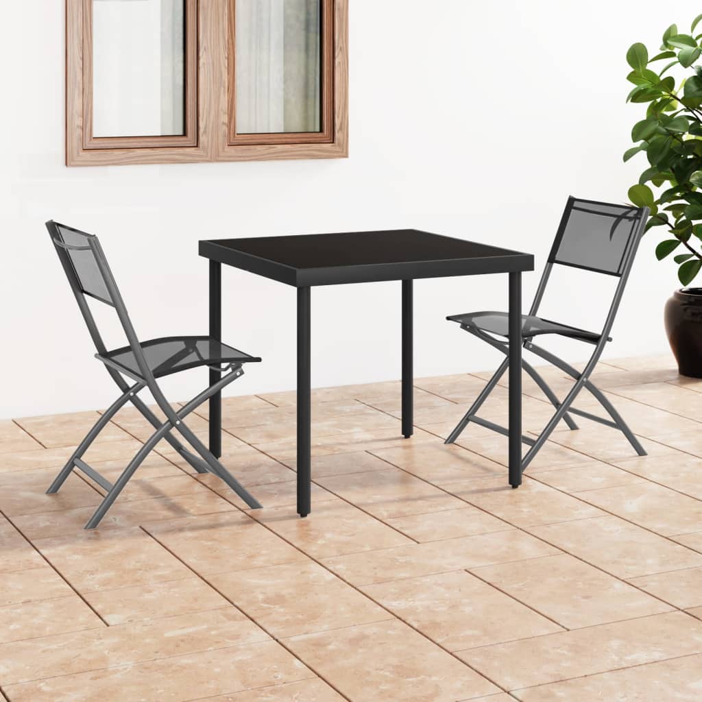Mobilier de salle à manger d'extérieur 3 pcs Acier