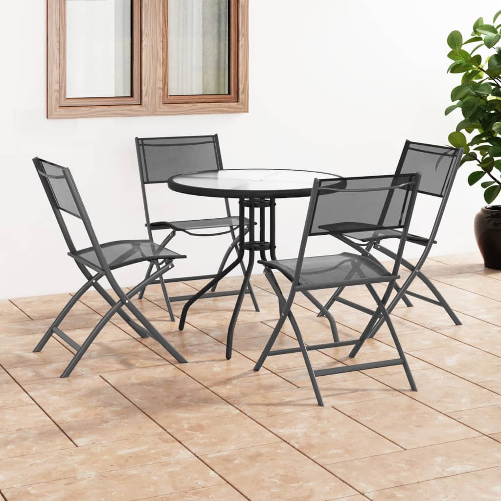 3073503 vidaXL 5 Piece Outdoor Dining Set Steel (313081+313089)