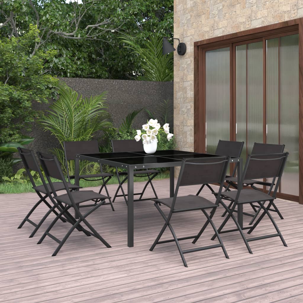 vidaXL Set mobilier de exterior, 9 piese, oțel