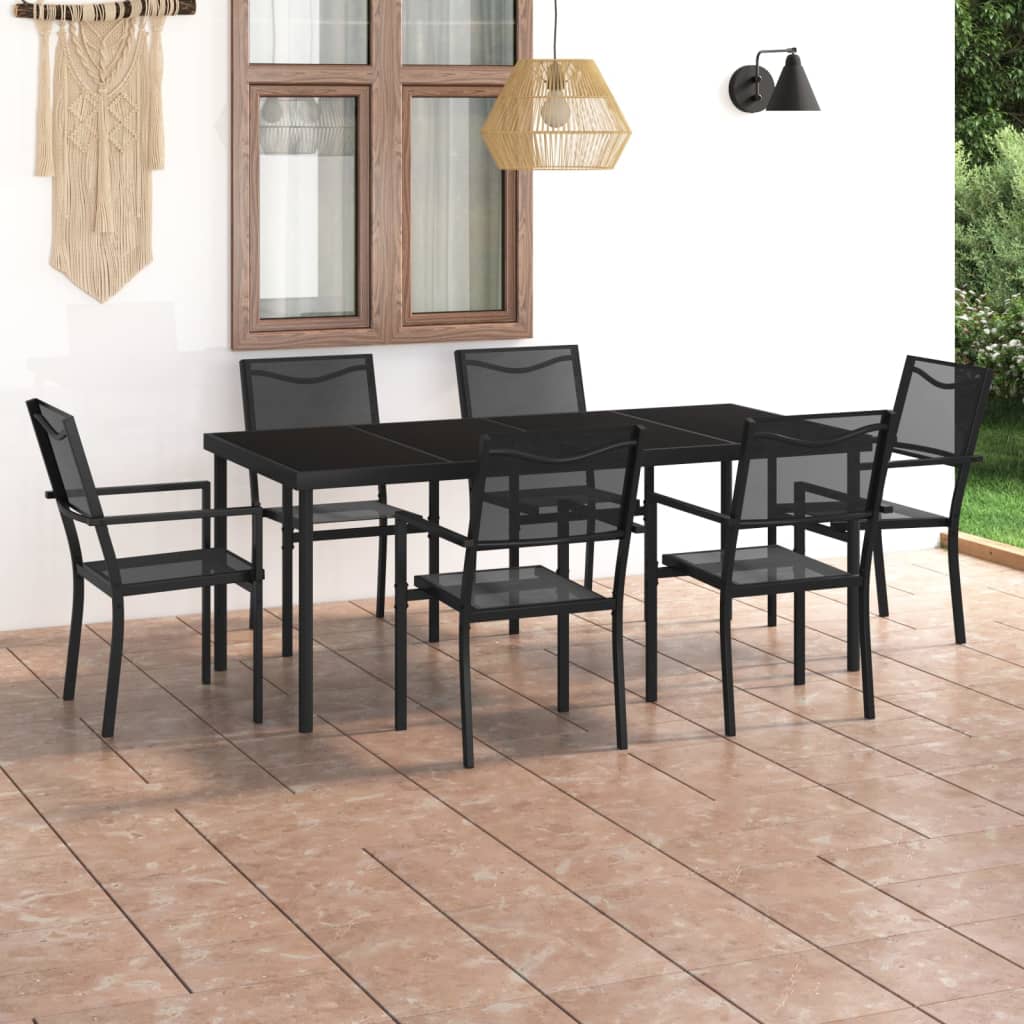 vidaXL Set mobilier de exterior, 7 piese, oțel