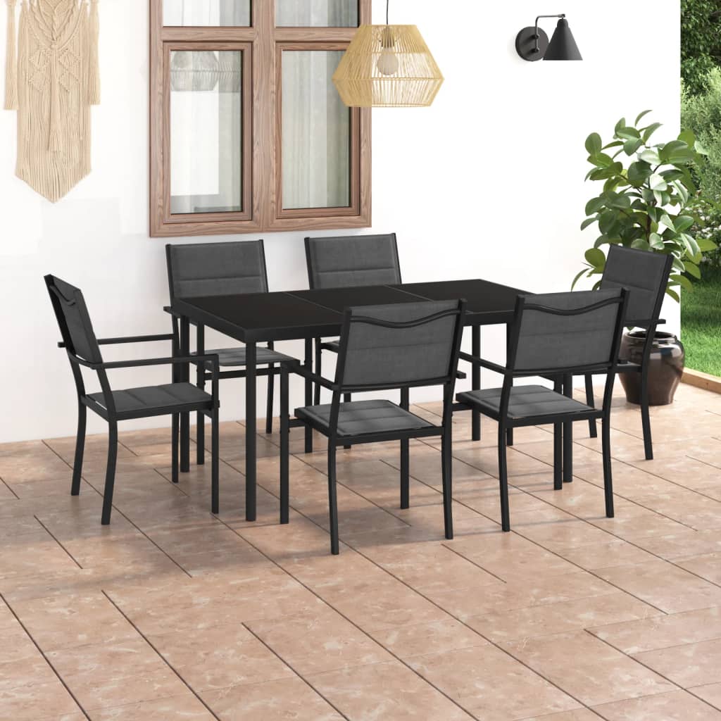 Mobilier de salle à manger d'extérieur 7 pcs Acier