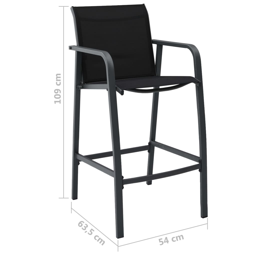 Set mobilier de bar pentru grădină, 3 piese, negru