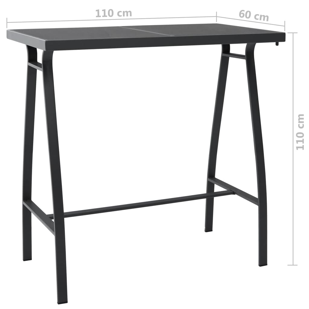 Set mobilier de bar pentru grădină, 7 piese, negru