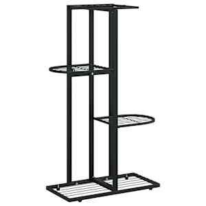 vidaXL 4-korruseline lillealus, 43x22x76 cm, must, metall