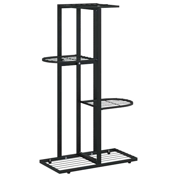 vidaXL 4-korruseline lillealus, 43x22x76 cm, must, metall