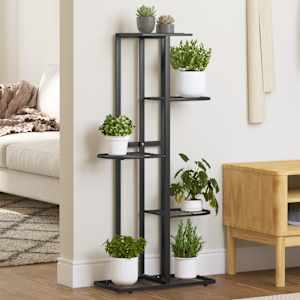 Stojalo za rože 5-nadstropno 43x22x98 cm črna kovina