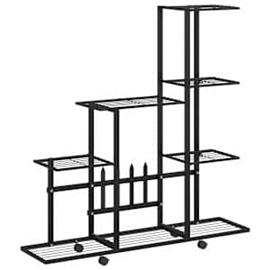 vidaXL lillealus ratastel, 94.5x25x92.5 cm, must, metall
