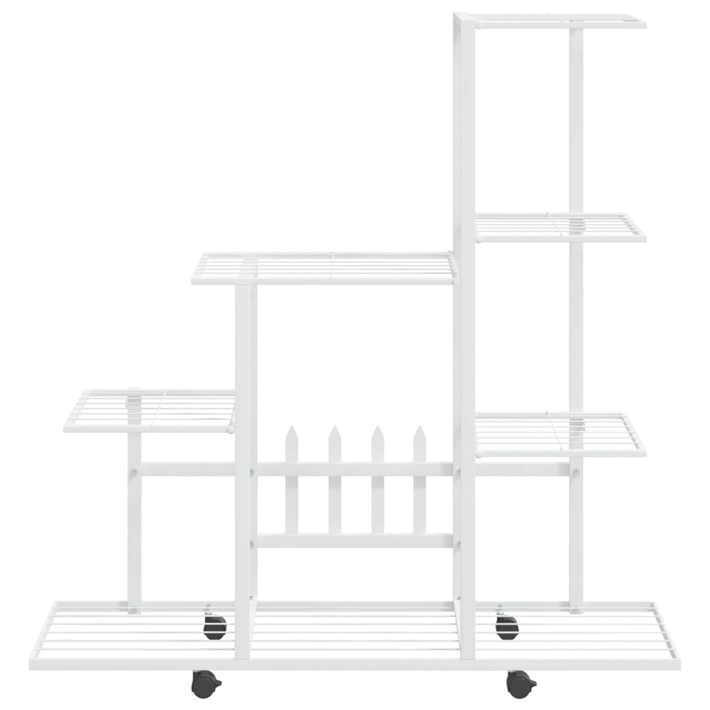 

vidaXL Bloemenstandaard met wielen 94,5x25x92,5 cm metaal wit