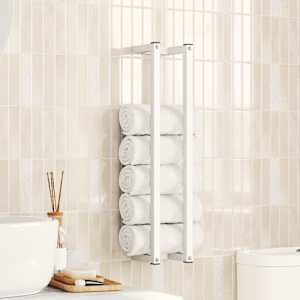 Věšák na ručníky bílý 12,5 x 12,5 x 60 cm ocel - obrázek 1