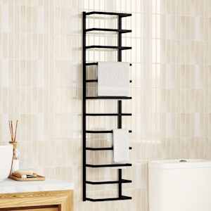 Stojalo za brisače črno 24x12x96 cm jeklo