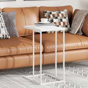 Stranska mizica bela 40x30x59 cm konstruiran les