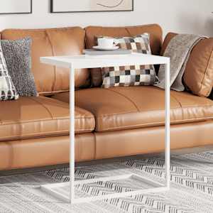 Stranska mizica bela 55x35x66 cm konstruiran les