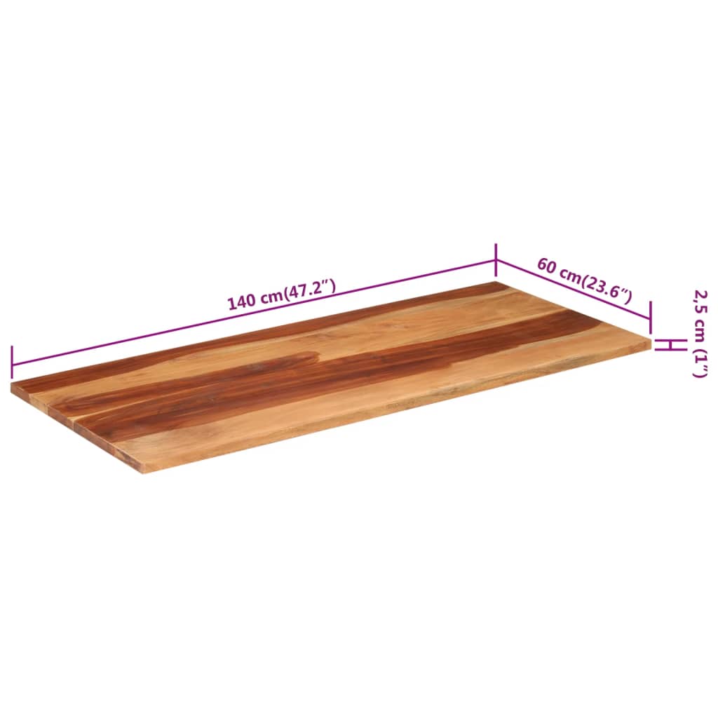 Stolní deska 140 x 60 x (2,5–2,7) cm masivní sheeshamové dřevo