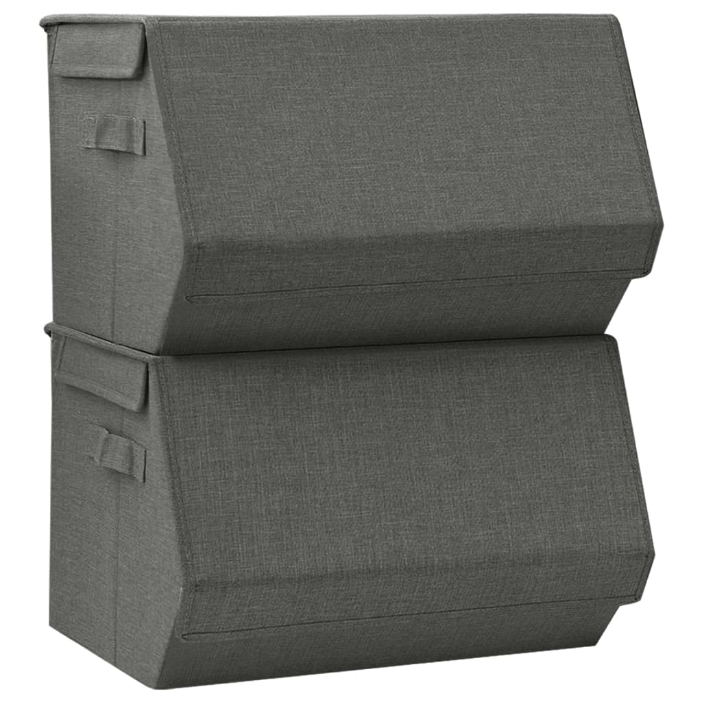 vidaXL Stackable Storage Boxes with Lid Set of 2 pcs Fabric Anthracite