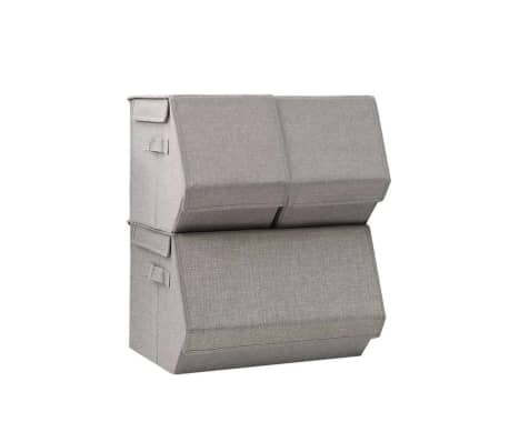 vidaXL Boîtes de rangement empilables 3 pcs Tissu Gris