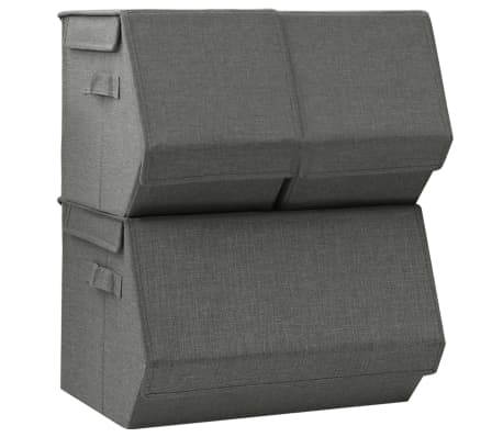 vidaXL Stackable Storage Box Set of 3 Pieces Fabric Anthracite