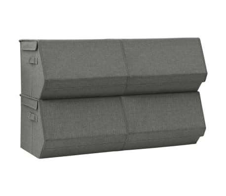 vidaXL Boîtes de rangement empilables couvercle 4 pcs Tissu Anthracite