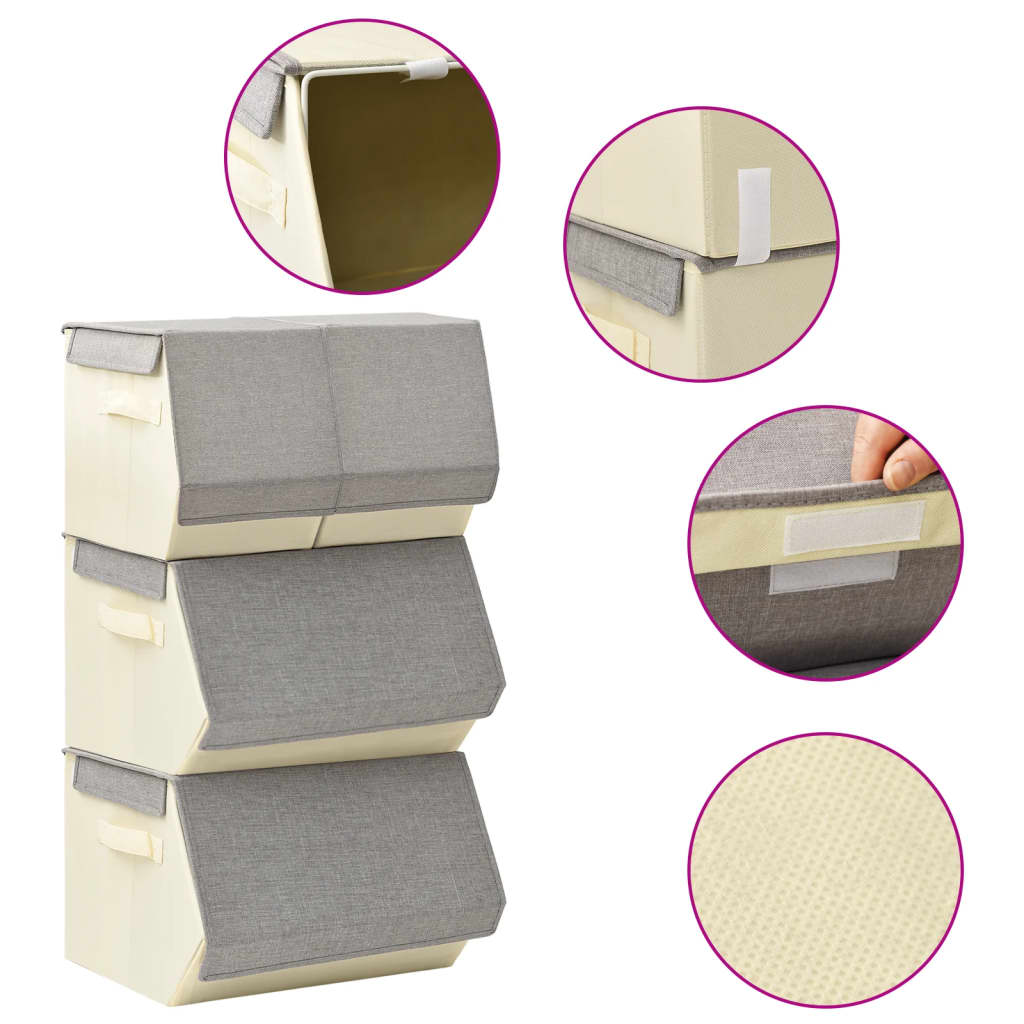 4-dijelni set složivih kutija za pohranu od tkanine sivi i krem Kućanske Kutije za skladištenje Naručite namještaj na deko.hr