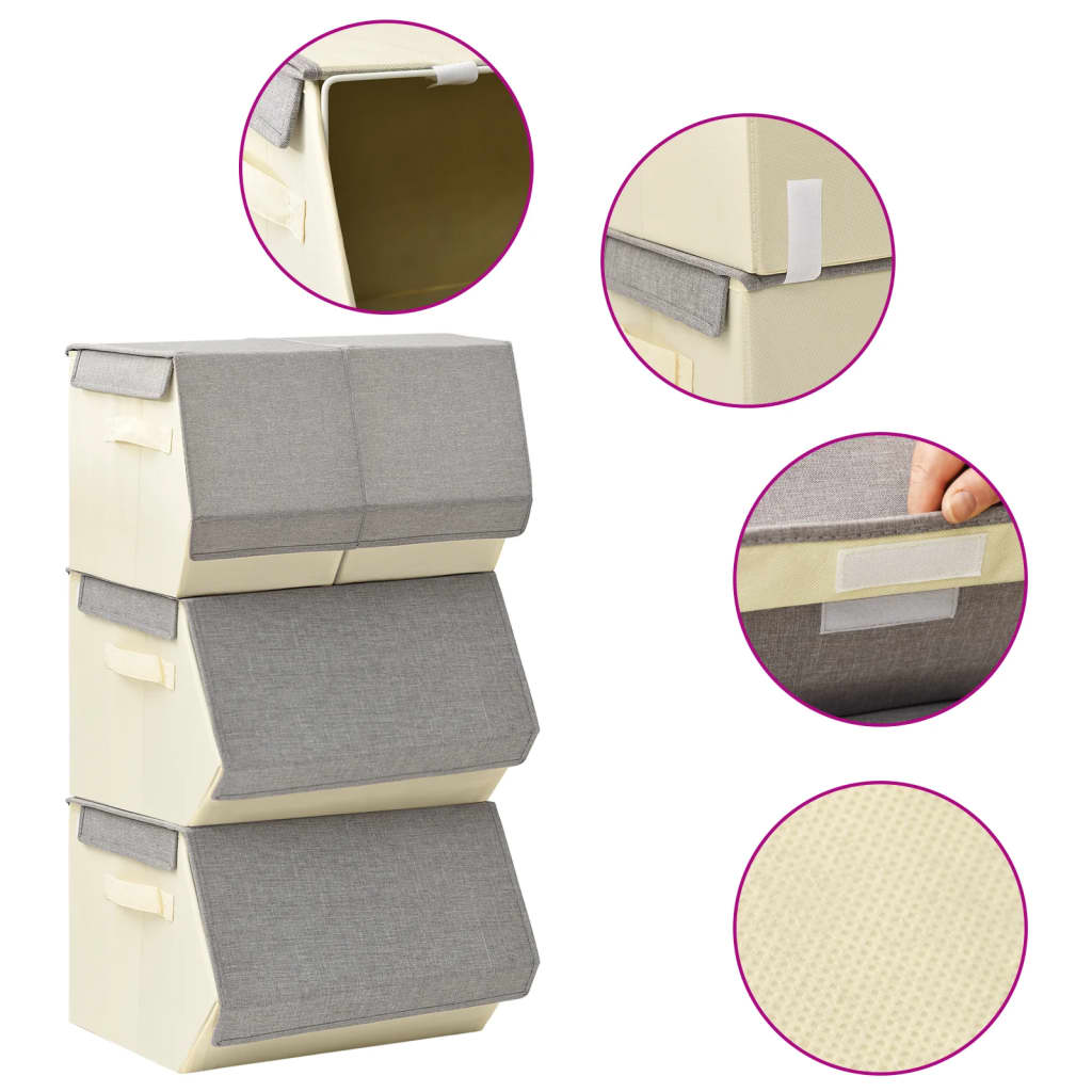 Set de 6 cajas de almacenaje de tela beige y negro comprar AQUÍ