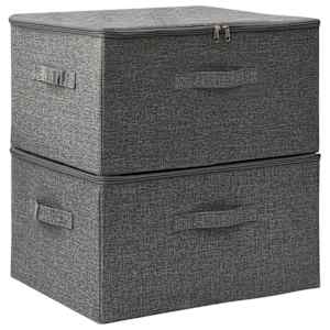 Úložné boxy 2 ks textil 43 x 34 x 23 cm antracitové - obrázek 2