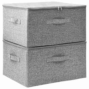 Úložné boxy 2 ks textil 43 x 34 x 23 cm šedé - obrázek 2
