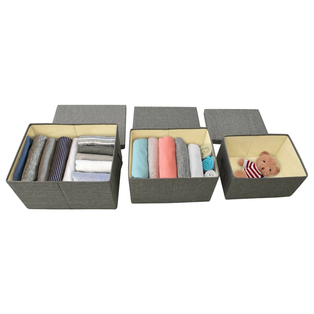 vidaXL Stackable Storage Box Set of 3 Piece Fabric Anthracite