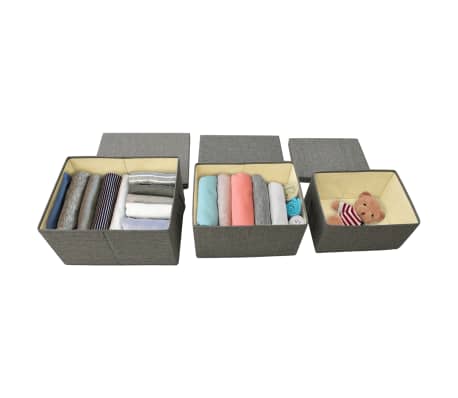 vidaXL Set de cajas de almacenaje apilables 3 uds tela gris