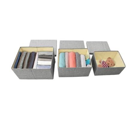 vidaXL Conjunto caixas de arrumação empilháveis 3 pcs tecido cinzento