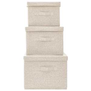 Stohovatelné úložné boxy 3dílná sada textil krémové - obrázek 4