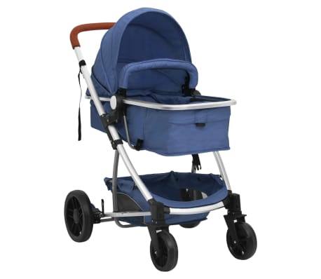 vidaXL Poussette pour bébé 3-en-1 Bleu marine Aluminium