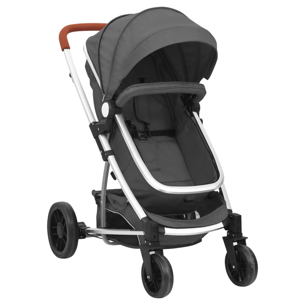 Poussette pour bébé 2-en-1 Gris foncé Aluminium