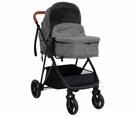 vidaXL Poussette pour bébé 3-en-1 Gris clair et noir Acier