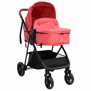 vidaXL Poussette pour b&eacute;b&eacute; 3-en-1 Rouge et noir Acier