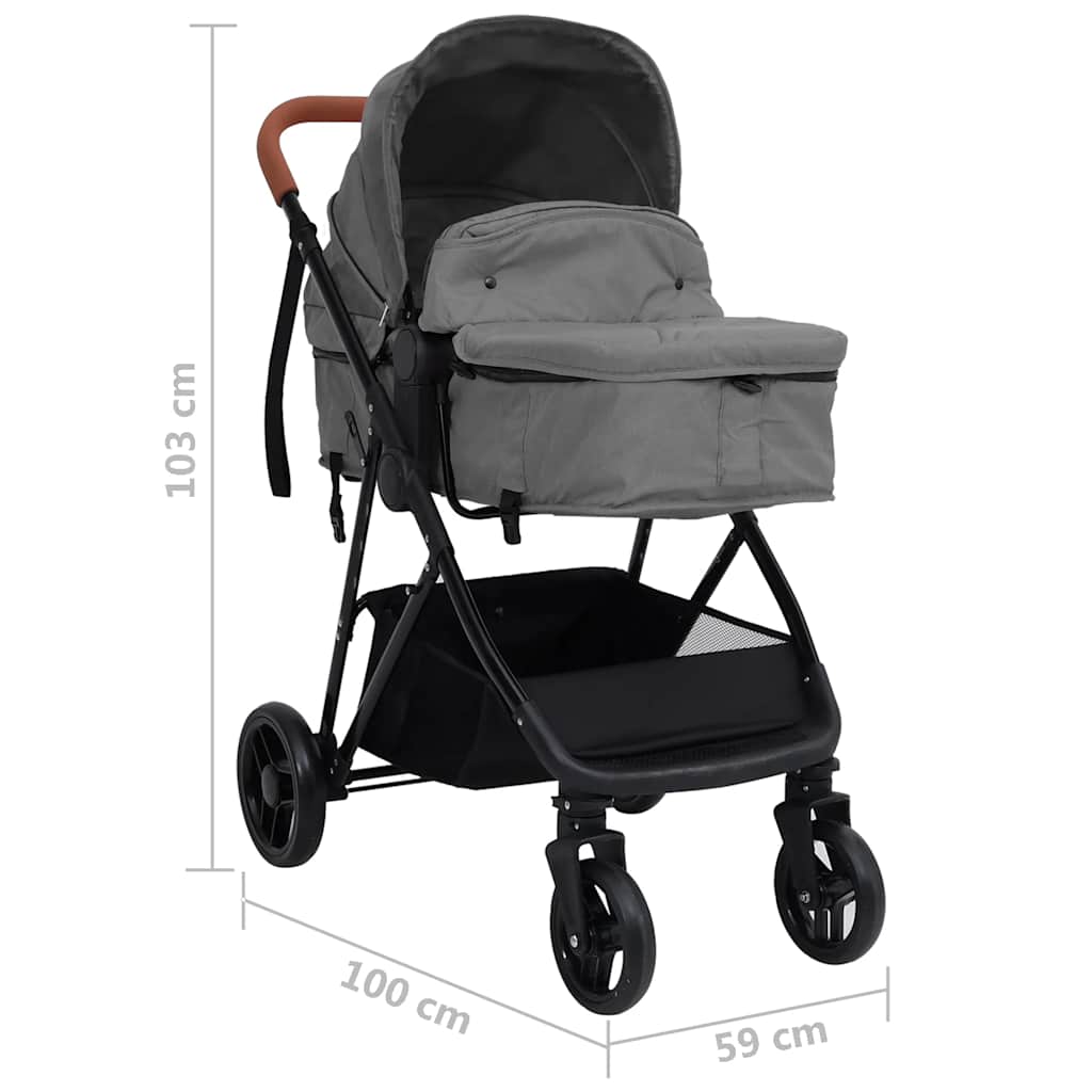 Kinderwagen Kombikinderwagen Babyschale Buggy Reisebuggy Kinder Stahl vidaXL - Bild 28 von 28