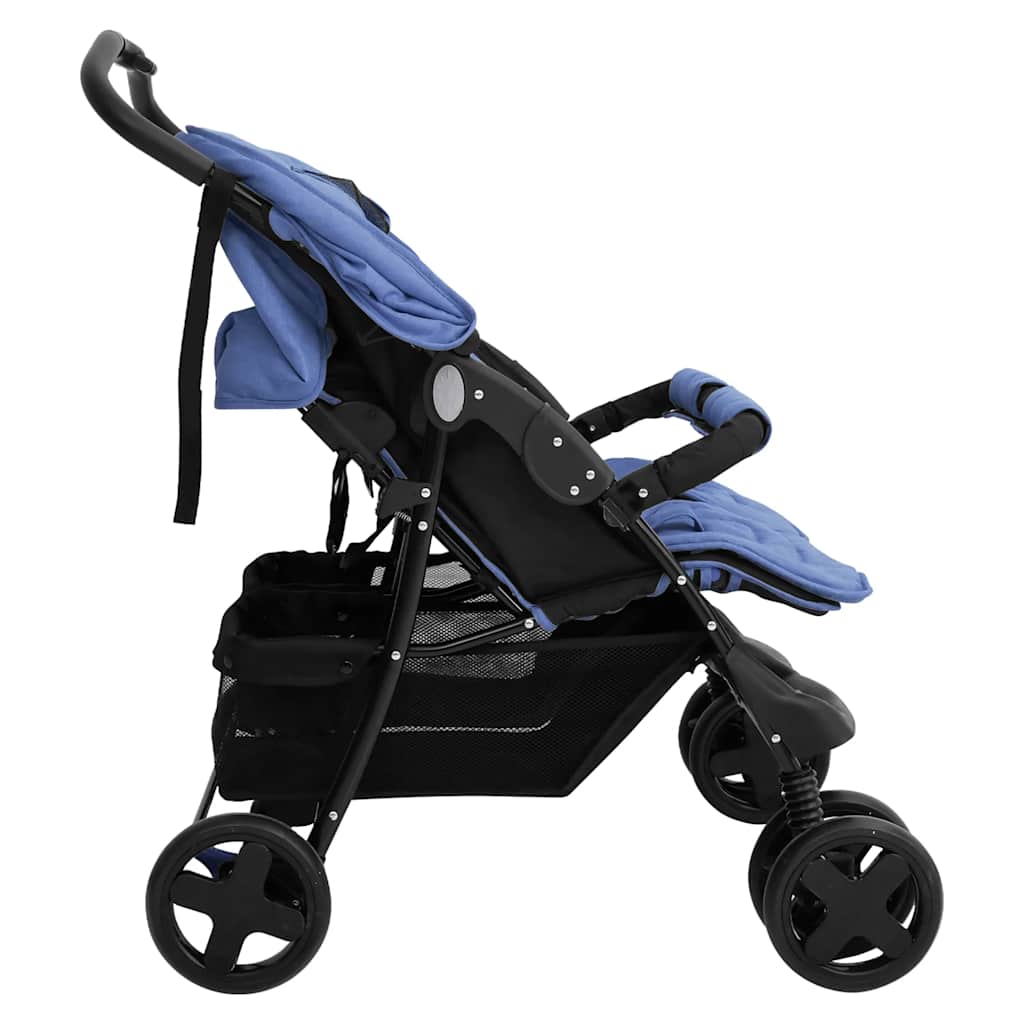 Thumbnail - vidaXL Zwillingskinderwagen Marineblau Stahl