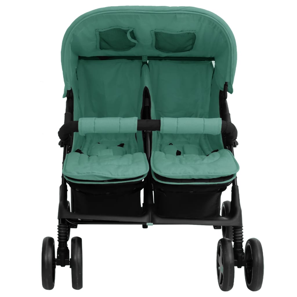 vidaXL Carrito para gemelos de acero verde