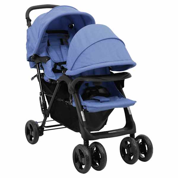 vidaXL tandem kaksikute k&auml;ru, tumesinine, teras