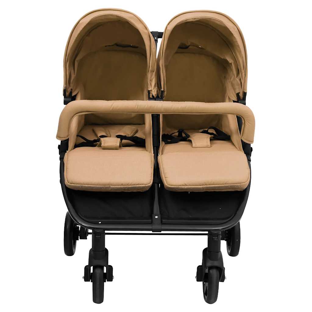 

vidaXL Tweelingbuggy staal taupe en zwart