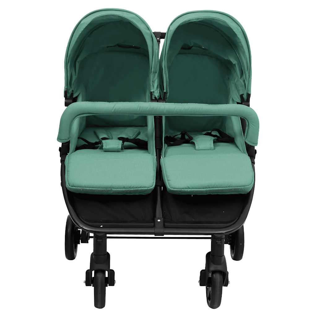 

vidaXL Tweelingbuggy staal groen en zwart
