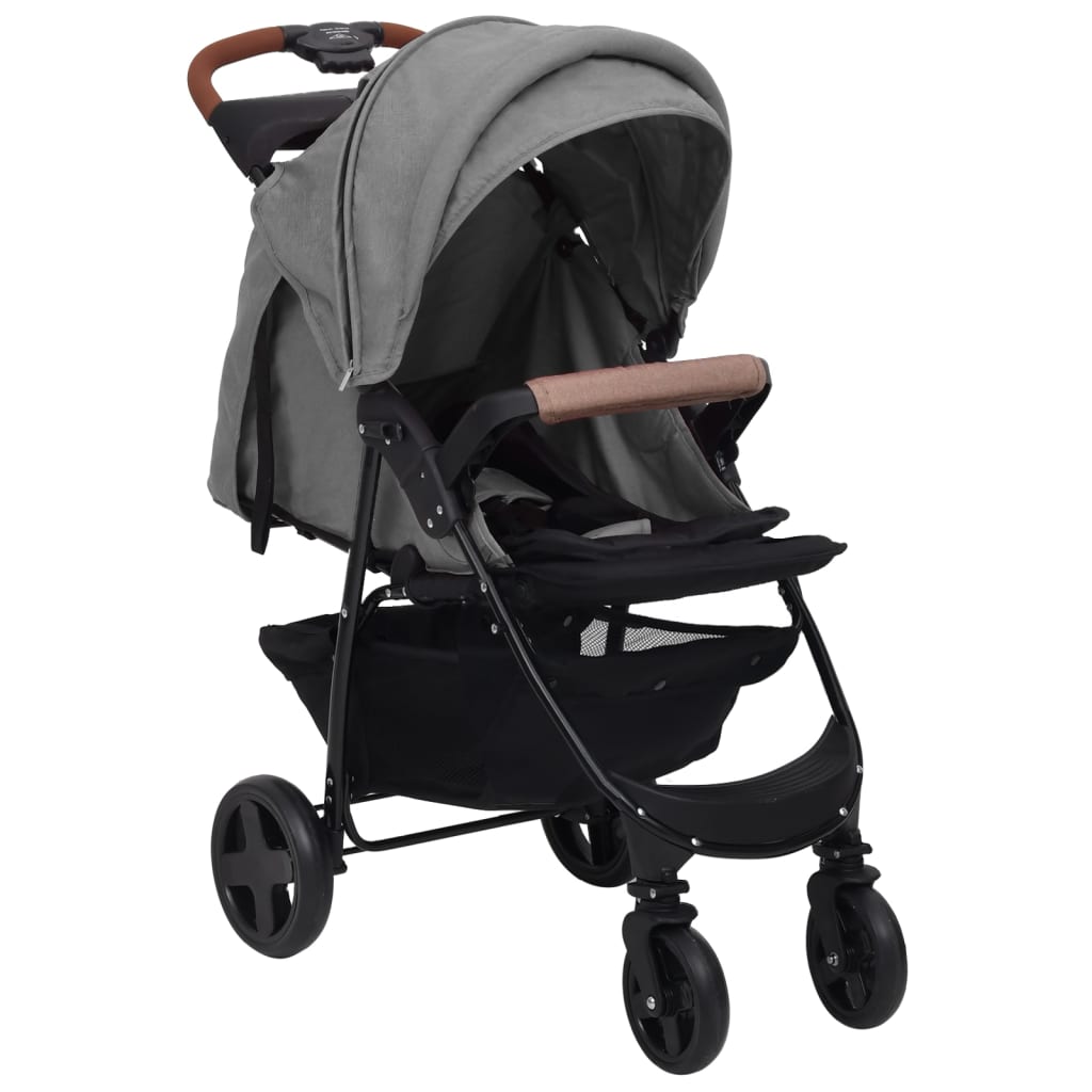 vidaXL Poussette pour bébé 2-en-1 Gris clair Acier