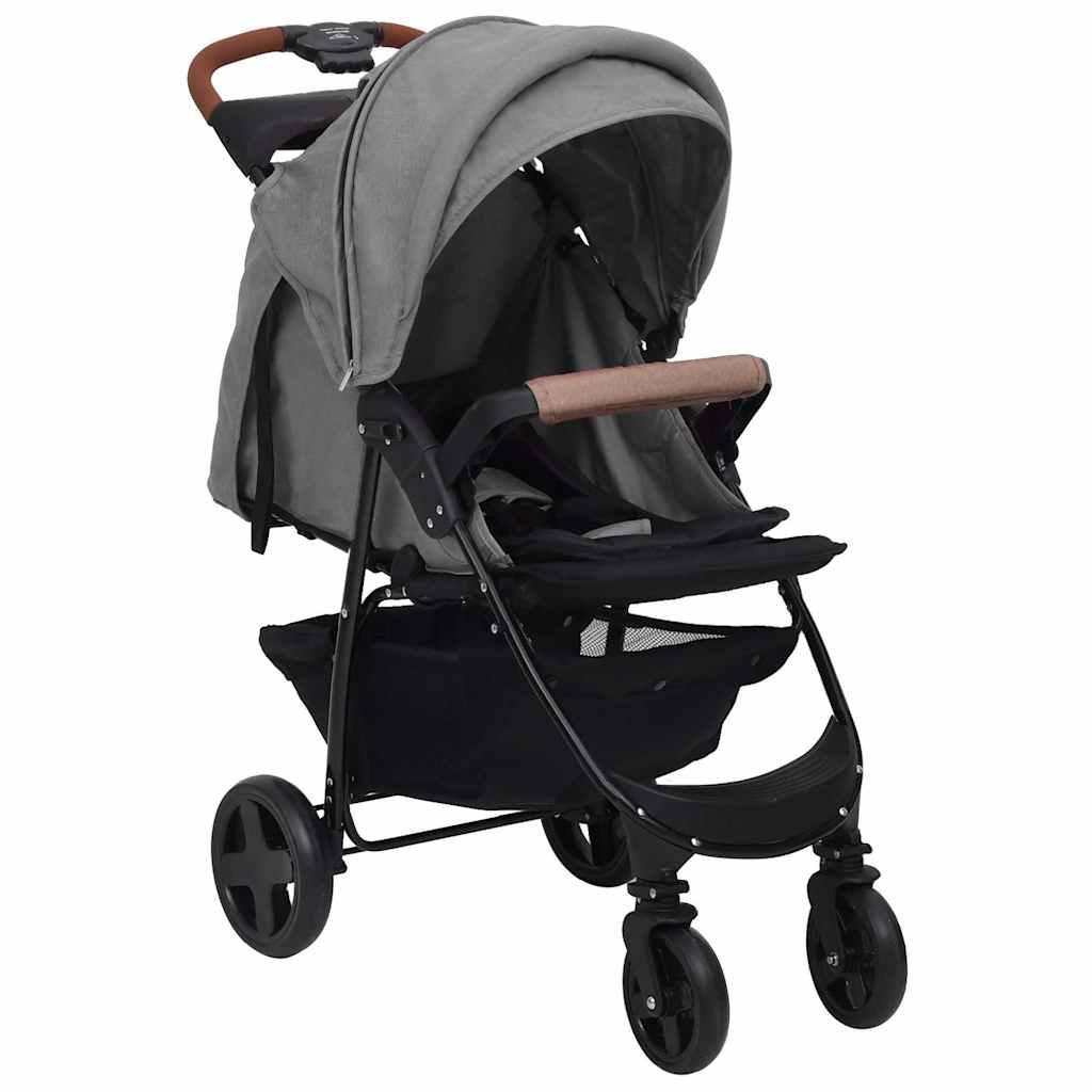 Thumbnail - vidaXL 2-in-1 Kinderwagen Hellgrau Stahl