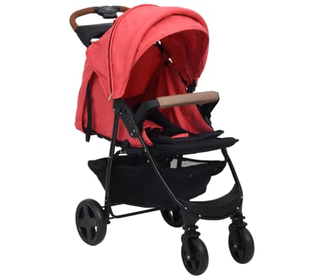 vidaXL Бебешка количка 2-в-1, червена, стомана