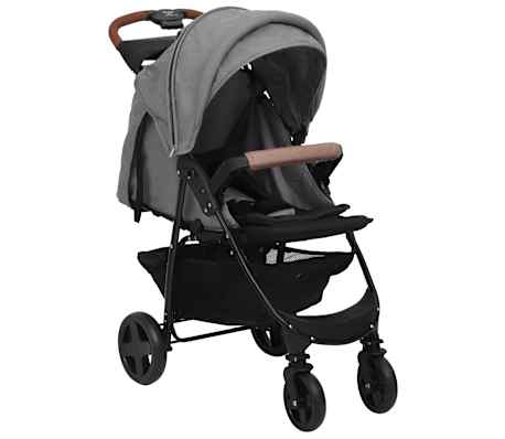 vidaXL Poussette pour bébé 3-en-1 Gris clair Acier