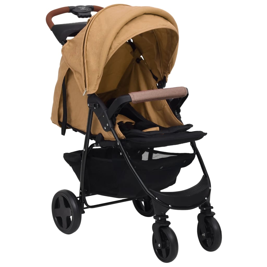 vidaXL Kinderwagen 3-in-1 staal taupe