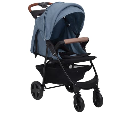 vidaXL Poussette pour bébé 3-en-1 Bleu marine Acier