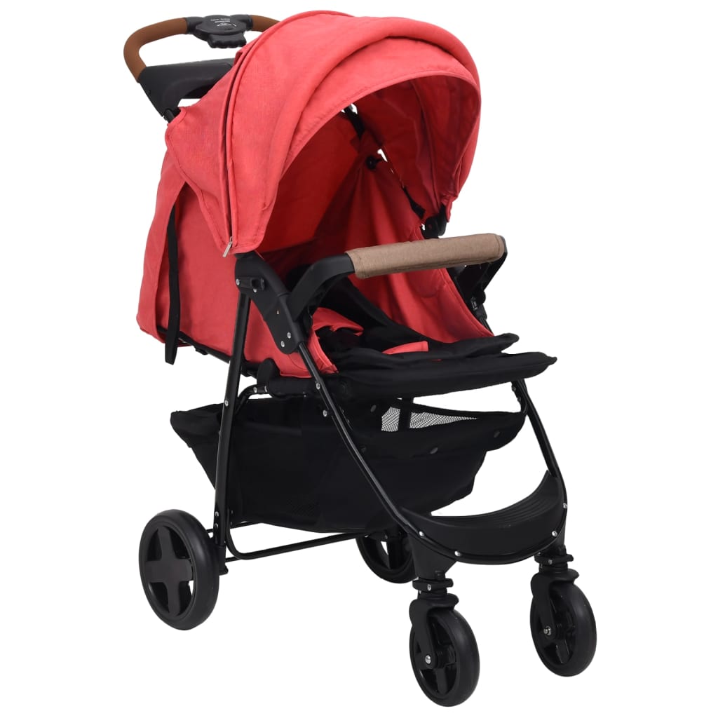 vidaXL Kinderwagen 3-in-1 staal rood