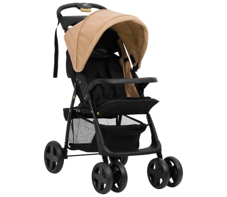 vidaXL Kinderwagen 2-in-1 staal taupe en zwart