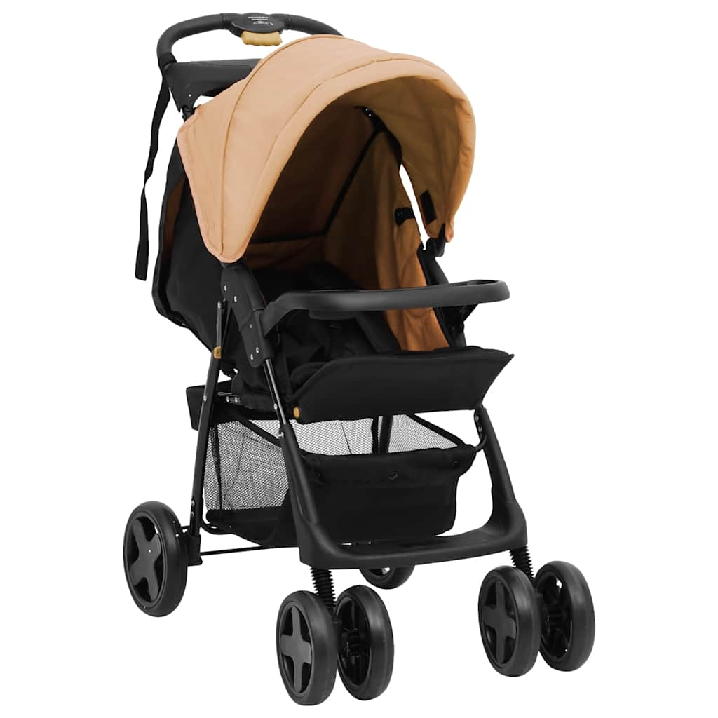 

vidaXL Kinderwagen 3-in-1 staal taupe en zwart