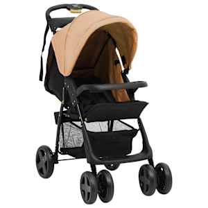 vidaXL 3-in-1 Kinderwagen Taupe und Schwarz Stahl
