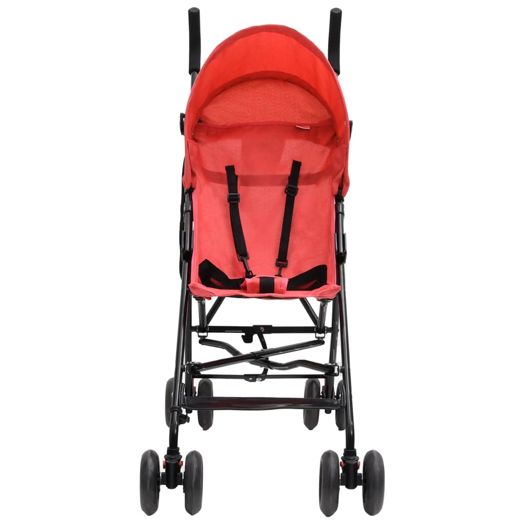 vidaXL Otroški voziček rdeč in črn jeklen